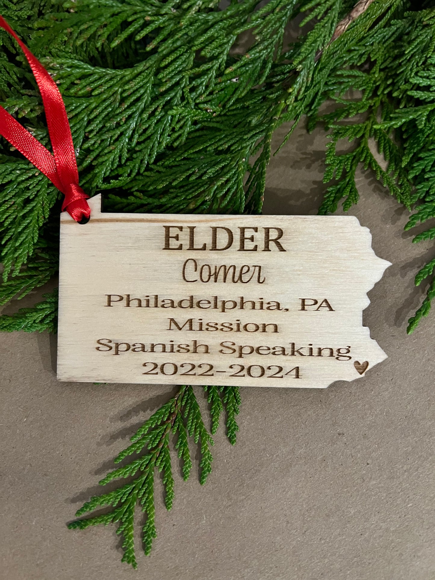 LDS Mission Ornament | State or Mission Shape | Personalized Info