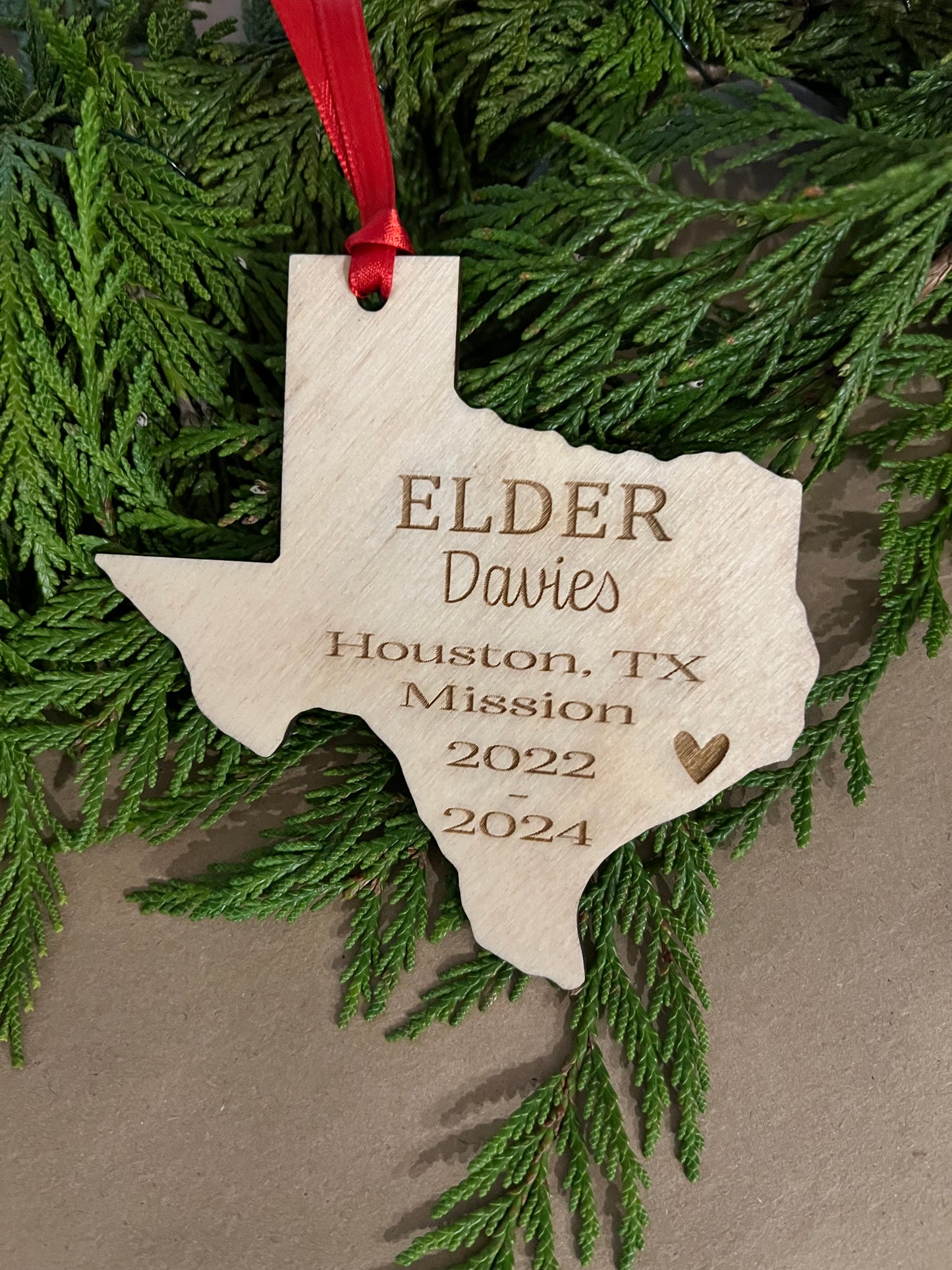 LDS Mission Ornament | State or Mission Shape | Personalized Info